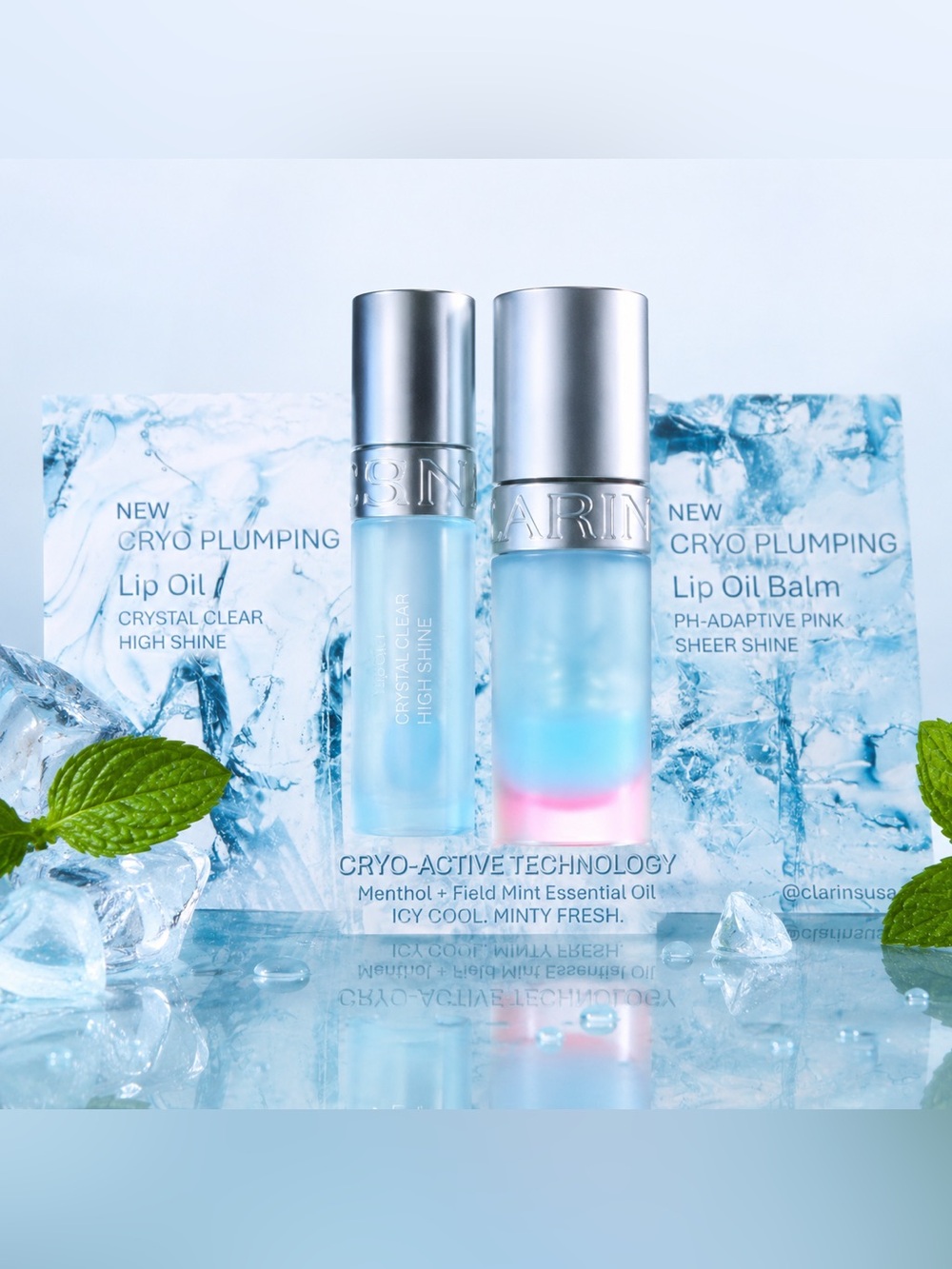 Clarins Cryo Plumping Lip Oil and Lip Oil Balm Duo Set Clear pH Pink NWT